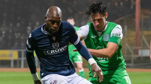 Dundee's Mo Sylla and Hibernian's Joe Newell