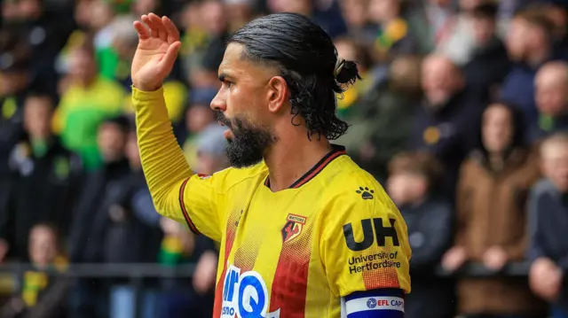 Imran Louza celebrates a Watford goal