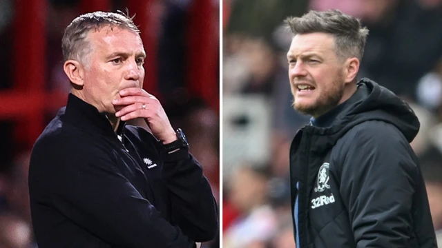 Wrexham manager Phil Parkinson (left) and Middlesbrough boss Kim Hellberg