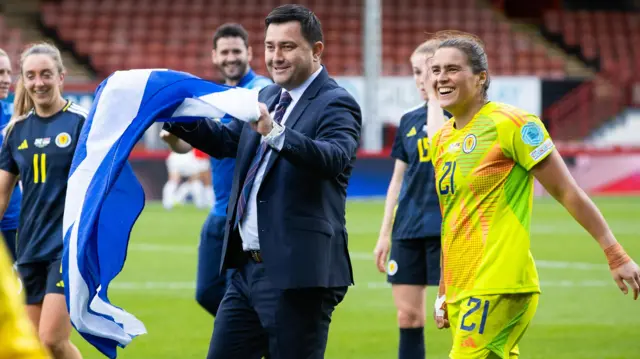 Scotland boss Pedro Martinez Losa and players