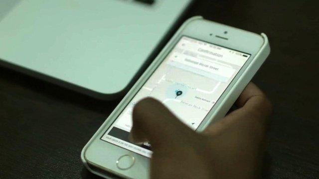 Uber app on mobile phone