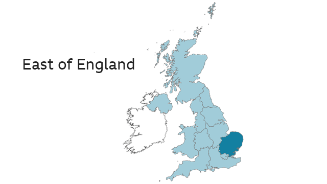 East of England map