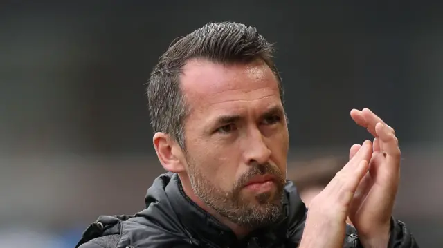 Newport County boss Christian Fuchs during his sides 2-1 defeat at home to Colchester.