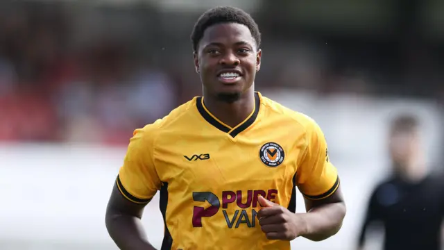 Bobby Kamwa in action for Newport