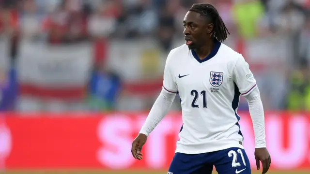 England's Eberechi Eze with the ball in Thursday's draw with Denmark