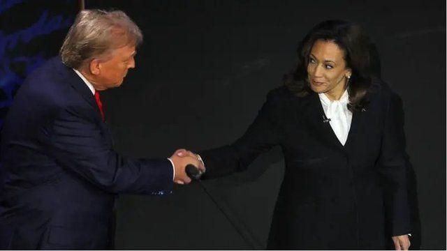 Donald Trump a Kamala Harris cyn y dadl deledu etholiadaol