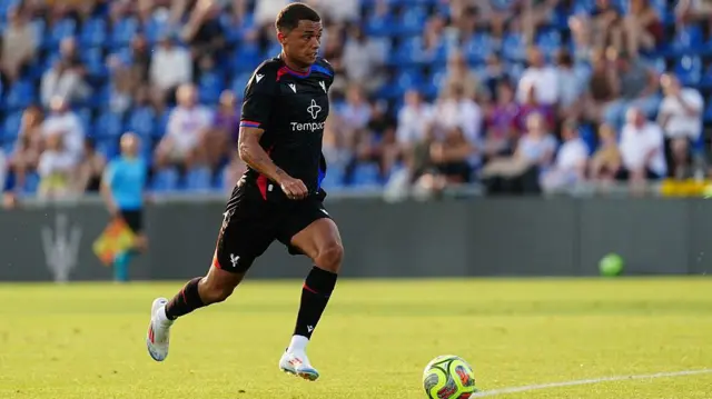 Johnson Brennan of Crystal Palace in action duringthe Pre-Season Friendly Match between Crystal Palace and RC Lens at Giuseppe Sinigaglia Stadium