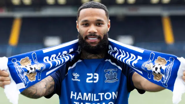 Djenairo Daniels during a Kilmarnock press conference at Rugby Park