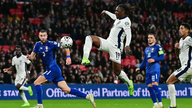 England midfielder Eberechi Eze shoots