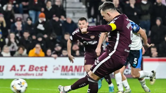 Shankland levelled from the spot against Falkirk before limping off in extra time as Hearts went on to lose on penalties