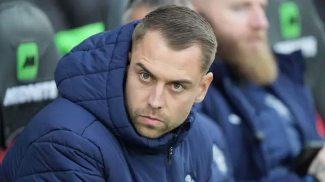 Southamptom boss Tonda Eckert looks on from the bench at St Mary's Stadium 