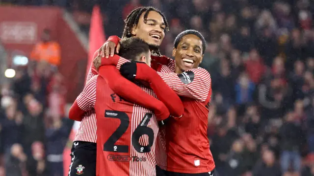 Southampton players celebrate goal