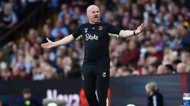 Everton manager Sean Dyche on the touchline in his team's game against Aston Villa. 