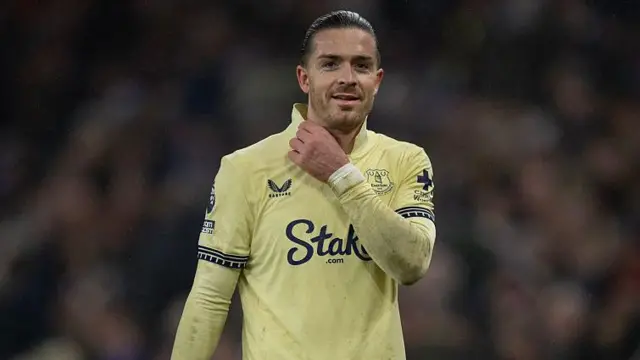 Jack Grealish in Everton's yellow away kit