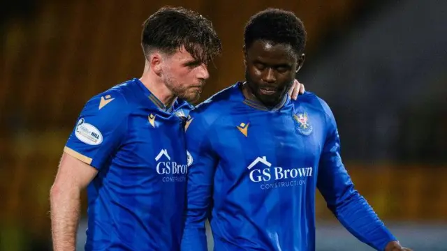 St Johnstone's Graham Carey and Benjamin Kimpioka