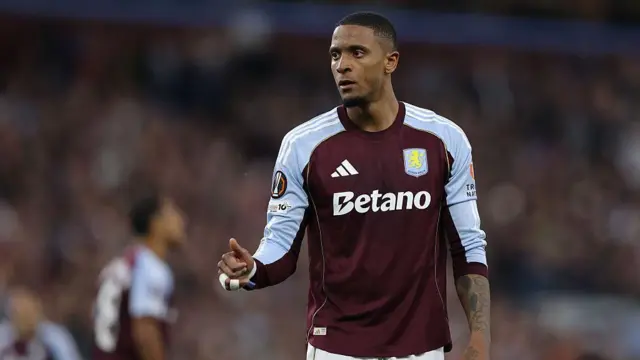 Ezri Konsa of Aston Villa puts his thumb up