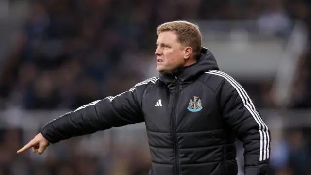 Eddie Howe, Manager of Newcastle United, gestures during the Carabao Cup Third Round match between Newcastle United and AFC Wimbledon