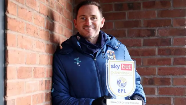 Frank Lampard with his manager of the month award