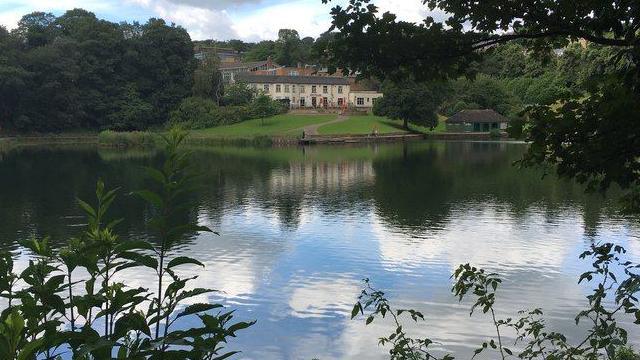 Dam House Restaurant from across Crookes Valley Park lake