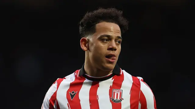 Million Manhoef of Stoke City sticks his tongue out during a Championship match.