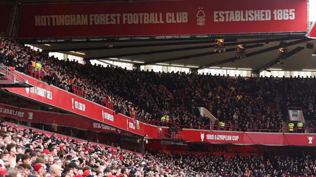 A general view of Nottingham Forest supporters inside the City Ground