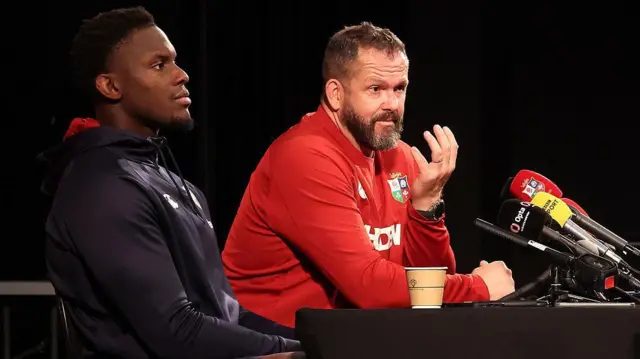Maro Itoje and Andy Farrell at news conference
