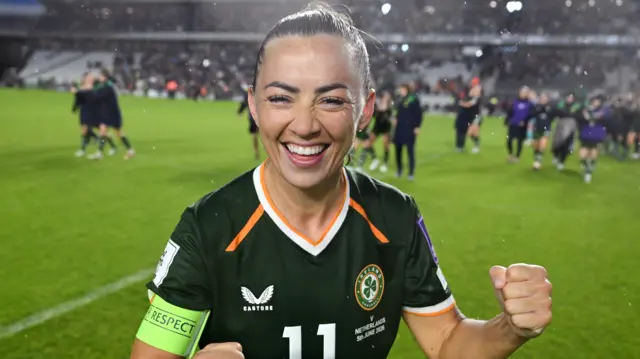 Republic of Ireland captain Katie McCabe celebrates