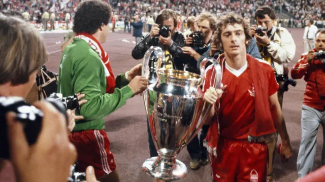 Trevor Francis holds the European Cup