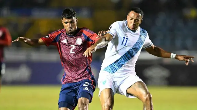 Gerald Taylor, left, played 78 minutes for Costa Rica in the draw with Guatemala