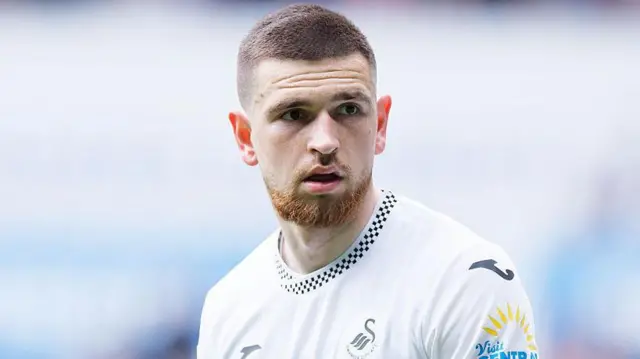 Zan Vipotnik pictured playing for Swansea during the 2025-26 season.