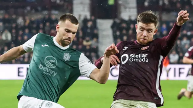 Hibernian's Ante Suto and Hearts' Stuart Findlay