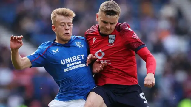 Ronan Hale (right) in action for Ross County against Rangers' Connor Barron