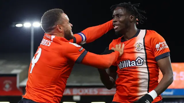 Luton strikers Carlton Morris (left) and Elijah Adebayo