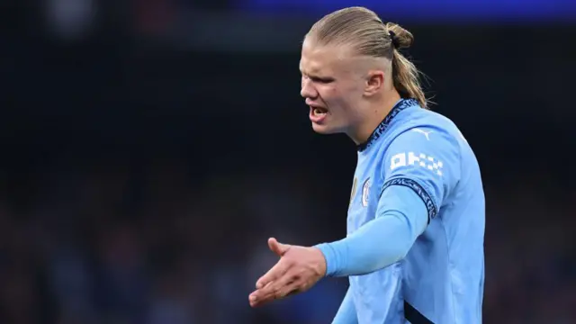 Erling Haaland playing for Manchester City