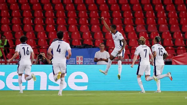 Ezri Konsa of England celebrates scoring his team's third goal