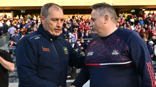 Tipperary manager Liam Cahill and Cork boss Pat Ryan