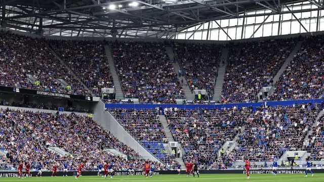 A general view of Everton fans inside the Hill Dickinson Stadium during the pre-season friendly match between Everton and AS Roma