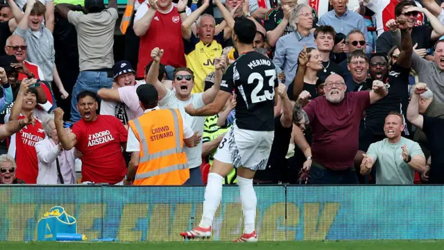Mikel Merino celebrating in front of fans