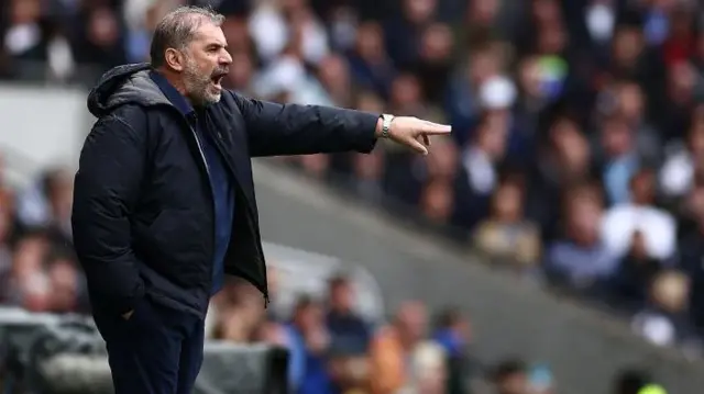 Ange Postecoglou issuing instructions to his players from the touchline while in charge of Tottenham
