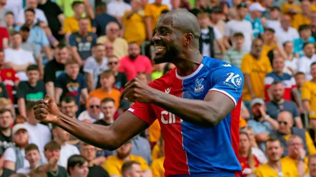 Crystal Palace striker Jean-Philippe Mateta celebrates scoring