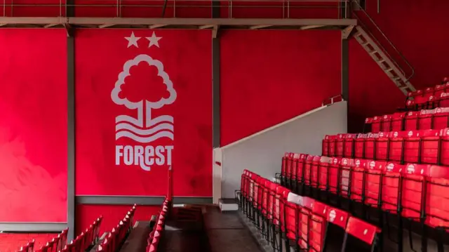 General view of Nottingham Forest badge and seats