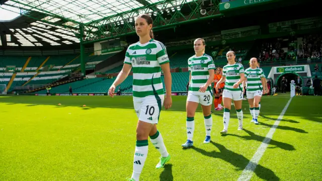 Celtic players walk out at Celtic Park