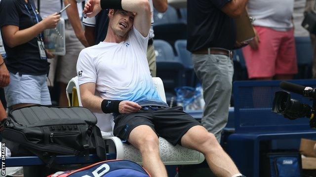 Andy Murray looking exhausted after the game against James Duckworth