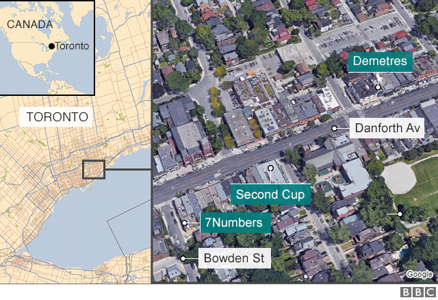 A map showing the key locations