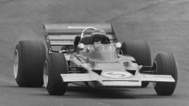 Jochen Rindt in his 1970 Lotus-Cosworth 72C at Brands Hatch