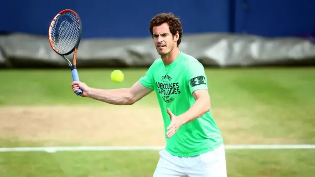 Andy Murray warming up