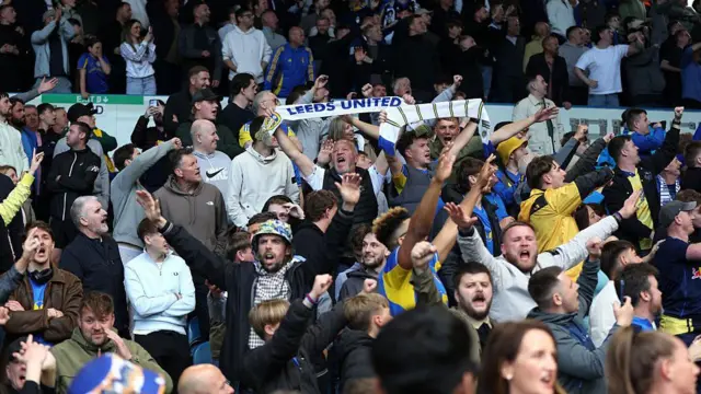 Leeds United fans celebrate