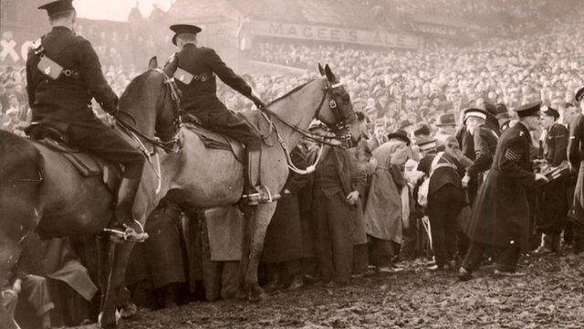 Officers on horseback at Burnden Park