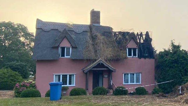 Fire in Skates Hill, Glemsford, Suffolk