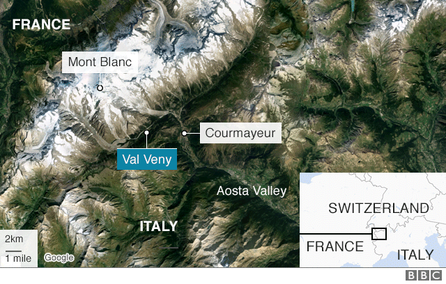 Map of Courmayeur and surrounding area